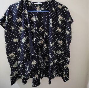 CES FEMME NWOT WOMENS LARGE  BLOUSE TIE FRONT